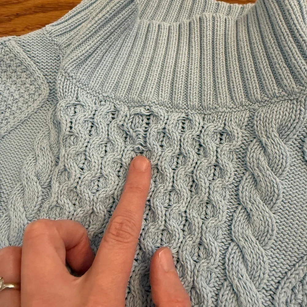 J.Crew Swingy Cable-knit Mockneck Sweater Light Blue Size Medium